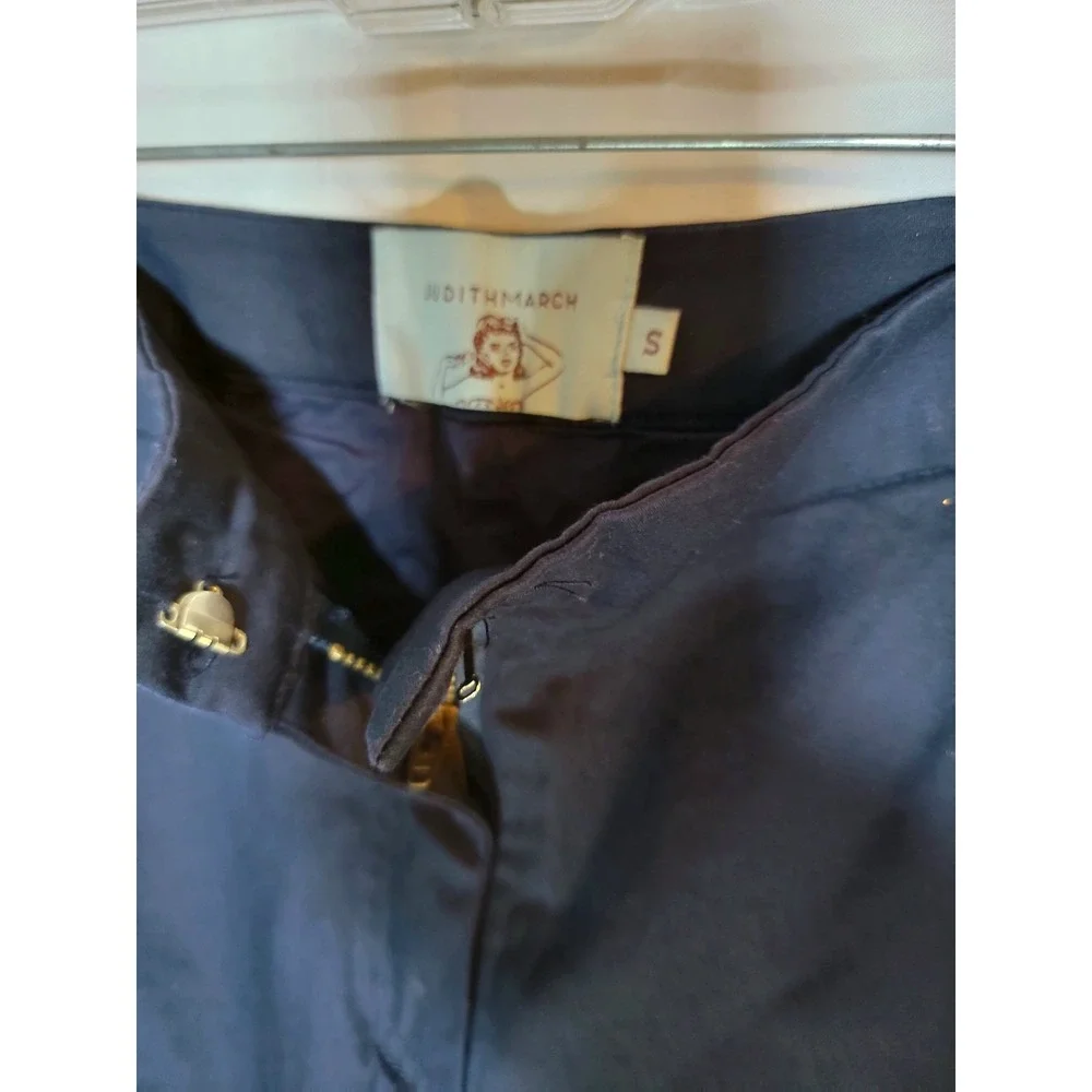 Judith March Navy Blue Shorts with Colorful Woven Side Panels Small